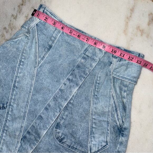 Sézane Lana Bleached Denim Wrap Mini Skirt with Tie Belt - Picture 15 of 17